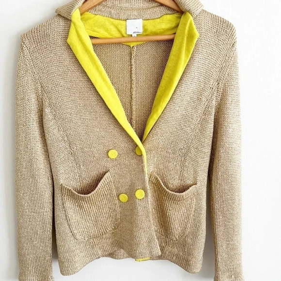 3.1 Phillip Lim gold yellow shimmer metallic long sleeve blazer sweater cardigan - Picture 2 of 6
